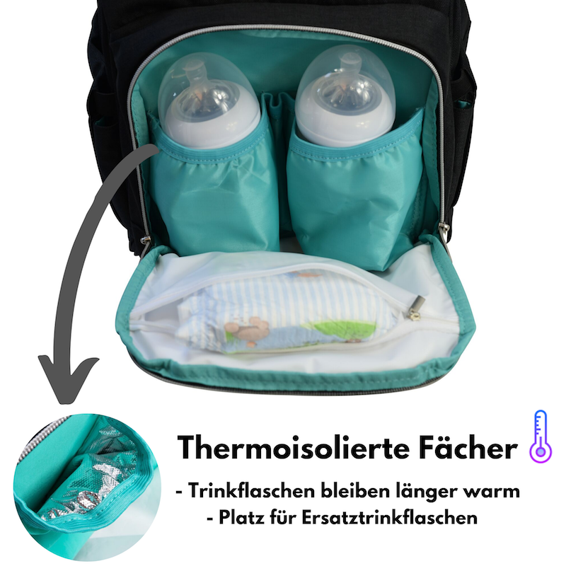 Wickelrucksack | Groß | Schwarz | Kiddie Babywear | Modern und Praktisch