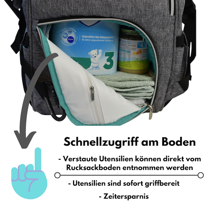 Wickelrucksack | Groß | Grau | Kiddie Babywear | Modern und Praktisch