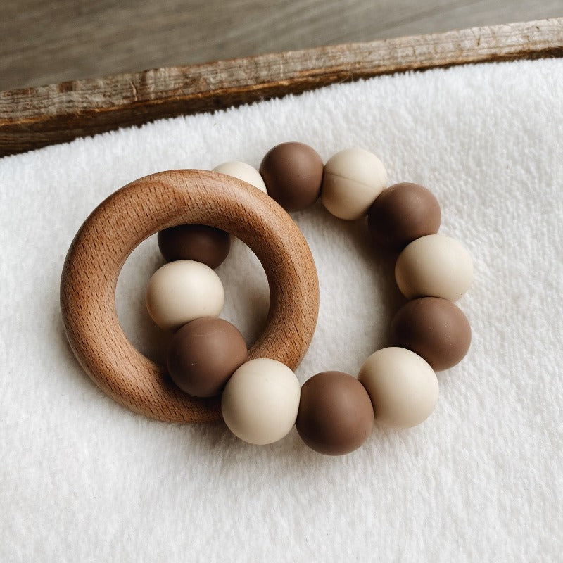 Greifling Natur mit Holzring - Naturbraun