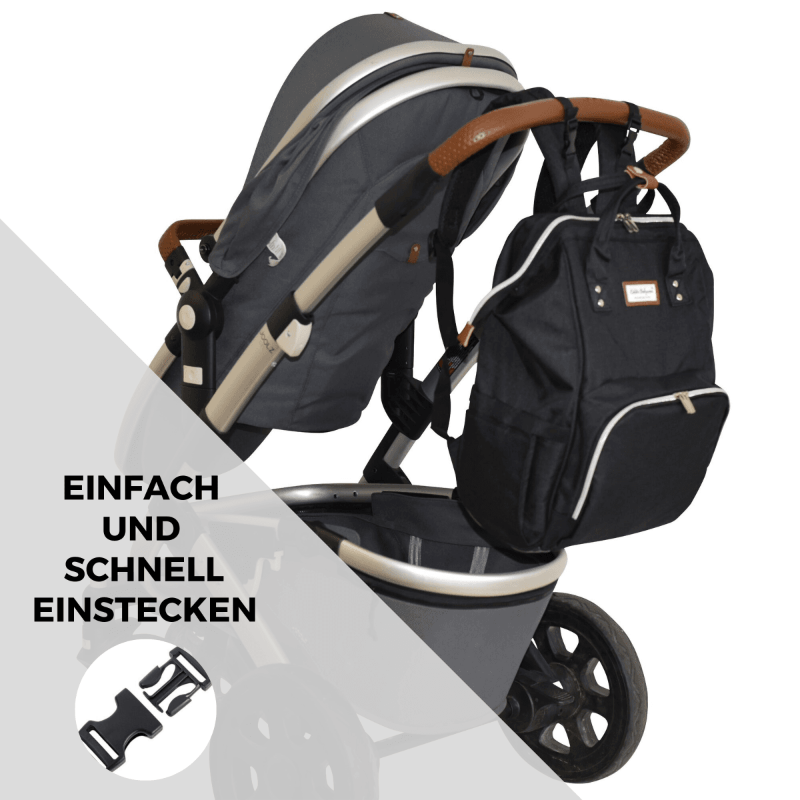 Wickelrucksack | Groß | Schwarz | Kiddie Babywear | Modern und Praktisch