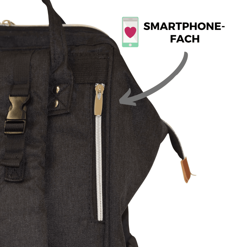 Wickelrucksack | Groß | Schwarz | Kiddie Babywear | Modern und Praktisch