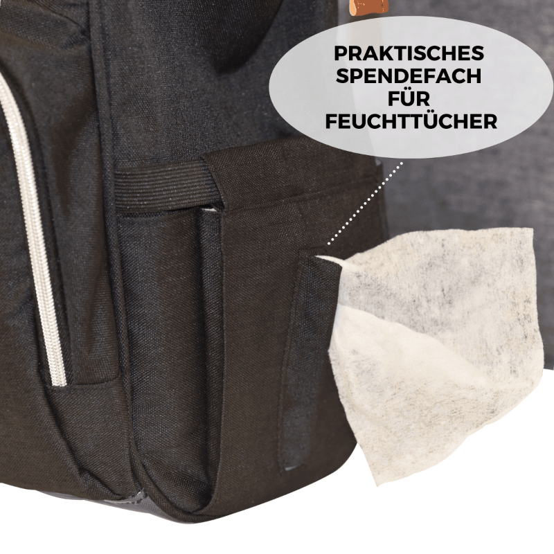 Wickelrucksack | Groß | Schwarz | Kiddie Babywear | Modern und Praktisch