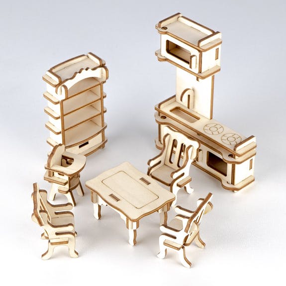 Miniatur-Möbel-Set "Küche" für Puppenhaus "Natur"