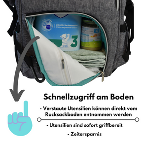 Wickelrucksack | Groß | Grau | Kiddie Babywear | Modern und Praktisch