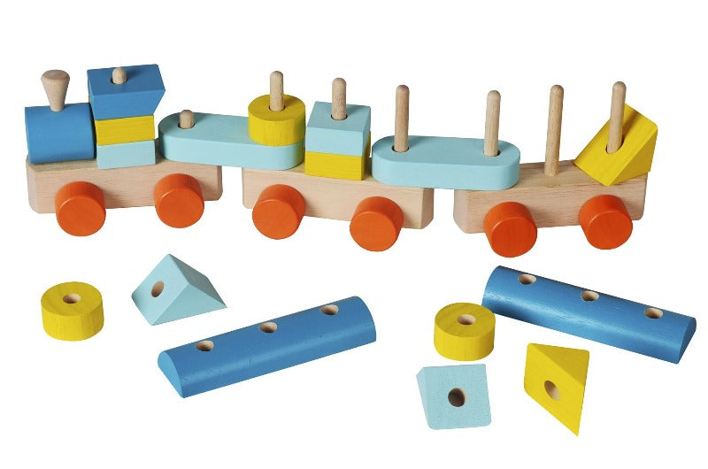 Holz-Lokomotive als Spielzeugbaukasten