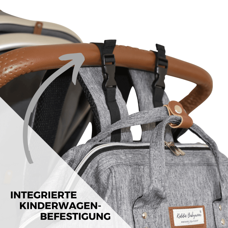 Wickelrucksack | Groß | Grau | Kiddie Babywear | Modern und Praktisch