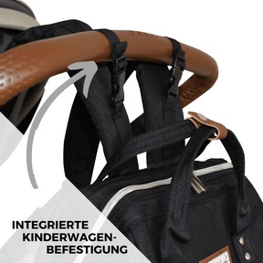 Wickelrucksack | Groß | Schwarz | Kiddie Babywear | Modern und Praktisch